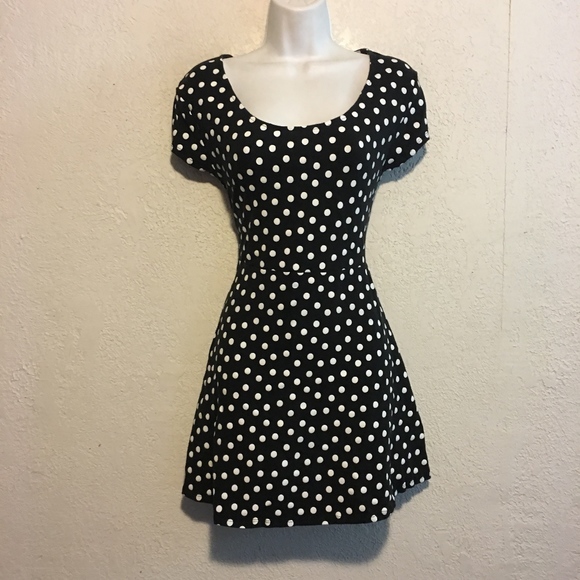 Bouncy Retro Polka Dot Stretch Mini Dress - Picture 1 of 4